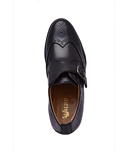 Image of HiREL'S Men Black Brogue Monk Shoes
