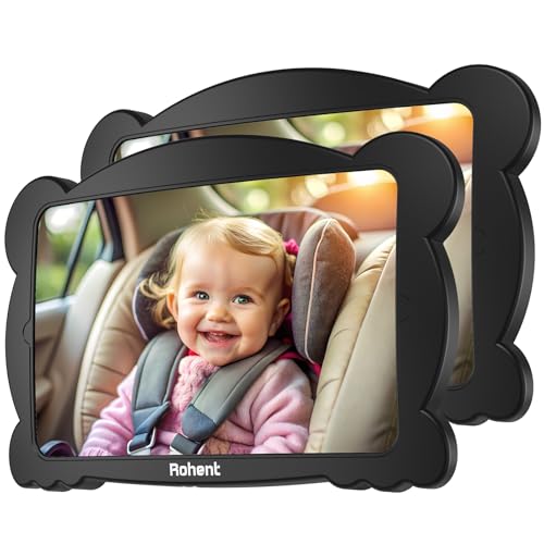 Image of Adjustable 360° Baby Car Mirror 2-Pack - Shatterproof, Easy Installation, Dual Pack for Rear-Facing Seats - Safety Mirror for Infants and Toddlers by Rohent