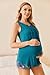 Ekouaer Women's Maternity Nursing Tank Tops Sleeveless Breastfeeding Shirts Double Layer Blue Green