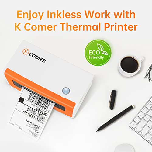 K Comer Shipping Label Printer 150Mm/S High-Speed 4X6 Direct Thermal Label Printing For Shipment Package 1-Click Setup On Windows/Mac,Label Maker Compatible With Amazon, Ebay, Shopify, Fedex,Usps,Etsy #TOP5