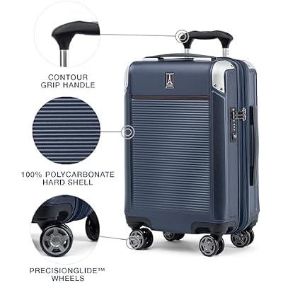 Travelpro Platinum Elite Hardside Expandable Carry on Luggage, 8 Wheel Spinner, TSA Lock, Hard Shell Polycarbonate Suitcase, True Navy Blue, Compact Carry on 20-Inch