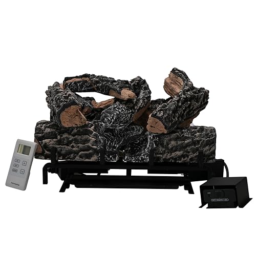Americangaslogs 18-24 Inch Ventless Fireplace Logs Set with Remote Control, Only Used for Natural Gas,Heats up to 36000BTU (Natural Gas Black Oak, 18 inch)