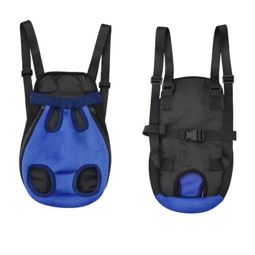 Mochila Canguru Transporte PET Cães e Gatos (Azul), Ventilada, Ajustável, Confortável, Passeio, Viag
