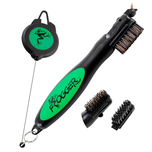 Nettoyeur de rainures pour golfeurs Frogger BrushPro avec poignée et cordon