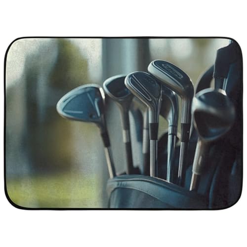 Tapis motif clubs de golf 122 x 183 cm antidérapant de qualité
