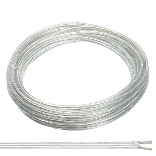 PATIKIL Cable de PVC Cubierto de 15 Pies, 18/2, 300V, SPT-2, Cable Aislado Resistente al Calor, Flexible para Cable de Lámpara Led, Transparente, Certificado UL