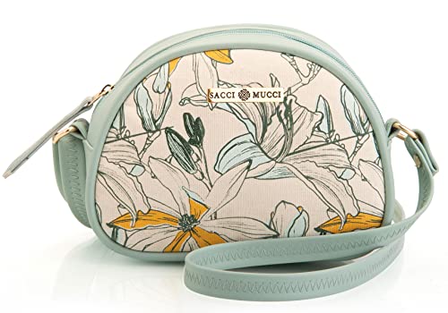 SACCI MUCCI Women’s Rainbow Sling Bag, Handmade Bags for Females – 100% Vegan Leather and Coated Duck canvas Fabric, Lightweight and Durable