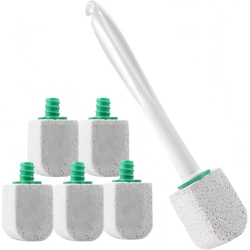 5 unidades de limpiador de inodoro con mango – eficaz piedra de limpieza contra piedras de orina persistentes, cal y manchas en inodoros, baños y cocina (1, blanco)