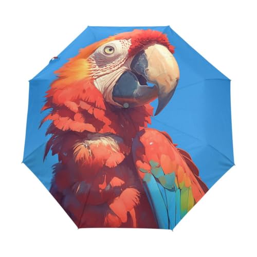 Parapluie automatique perroquet rouge pliable coupe-vent parapluie de voyage plage résistant