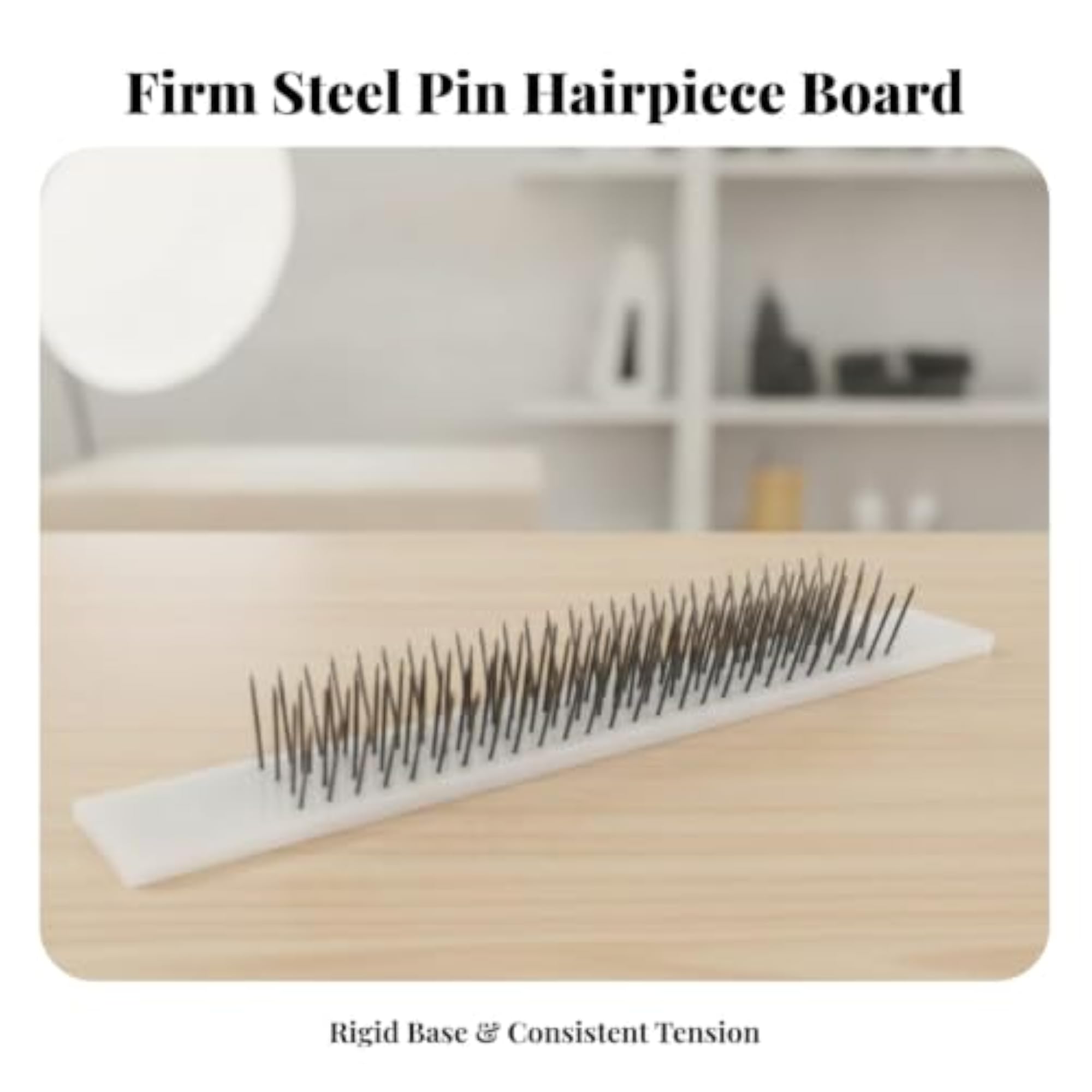Rigid Hairpiece Teasing Board with Metal Pins