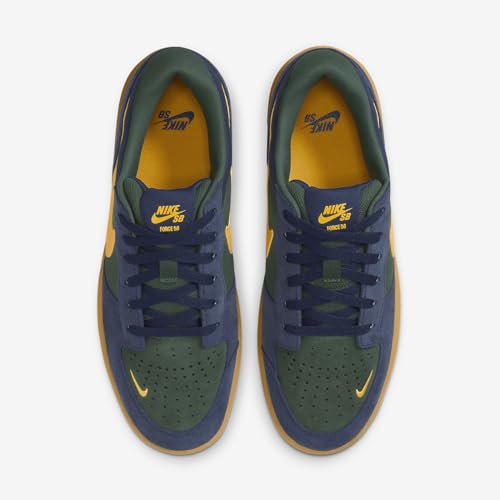 Nike SB Force 58 Skate Shoes (DV5477-402, Midnight Navy/Fir/Gum Light Brown/University Gold) Size 84