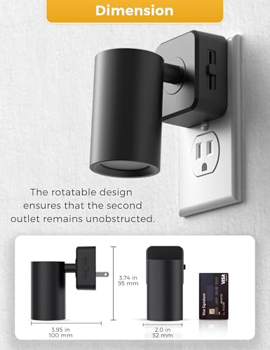 Image of L LOHAS LED Night Lights Plug into Wall, [2-Pack] Rotatable Night Lights with Dusk to Dawn Sensor, 0-100 LM Brightness Adjustable,Daylight White 5000K Spot Light Indoor for Bathroom Hallway
