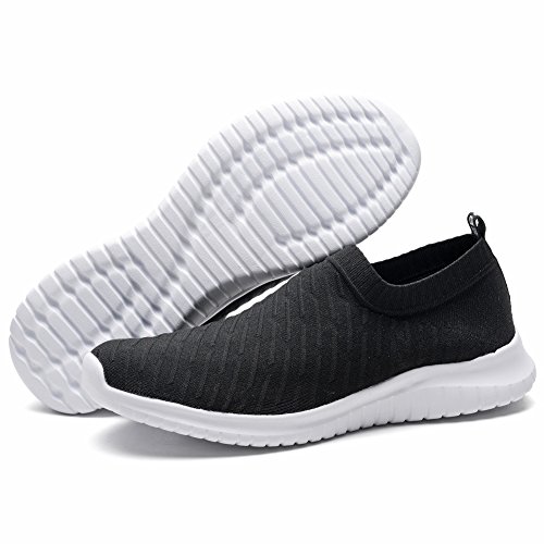 Lancrop Men's Comfortable Walking Shoes - Casual Knit Tennis Slip On Sneakers 7.5 Us, Label 40 Black #TOP2