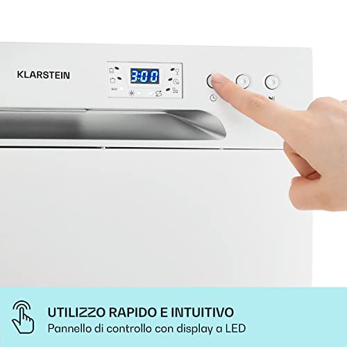 Klarstein Lavastoviglie 6 Coperti, Libera Installazione Silenziosa con 6 Programmi di Lavaggio, da Tavolo Compatta e Facile da Installare - 6