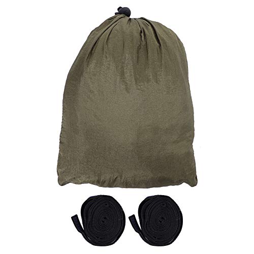 Hamaca Doble portátil para Acampar y Viajar con Correas para árboles, Cama Colgante Ligera para Uso al Aire Libre, Incluye 2 Correas Ajustables para árboles y mosquetones para un m (DE Verde)