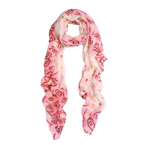 TrendsBlue Chic Roses & Polka Dot Floral Print Scarf