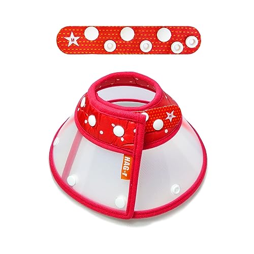 Image of Loosen Pochi Small Dog Cone with Supporters, Cat Cone, Adjust Dog's Neck to be 1inch Wider When Sleeping(Red, Comfy Snapper Set-M)