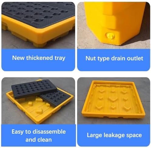 Oil Tank Spill Tray - Spill-Proof Containment Platform, Durable Polyethylene with Flat Grating & Drain Outlet, Modular Leakproof Tray for Garage & Factory Use,25.98x14.17x3.94in/66x36x1