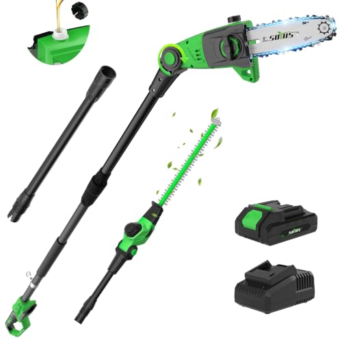 Image of SOYUS 2-in-1 8-Inch Pole Saw and 18-Inch Pole Hedge Trimmer 2.0Ah Battery
