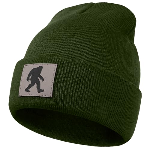 Image of Bigfoot Beanie for Men - Sasquatch Hat Winter Knit Cuffed Beanie for Women - Bigfoot Gifts for Christmas & New Year