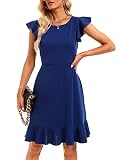 Jollycode Women's 2023 Elegant Ruffle Hem Cap Sleeve A-Line Graduation Dress Short Cocktail Dress Se