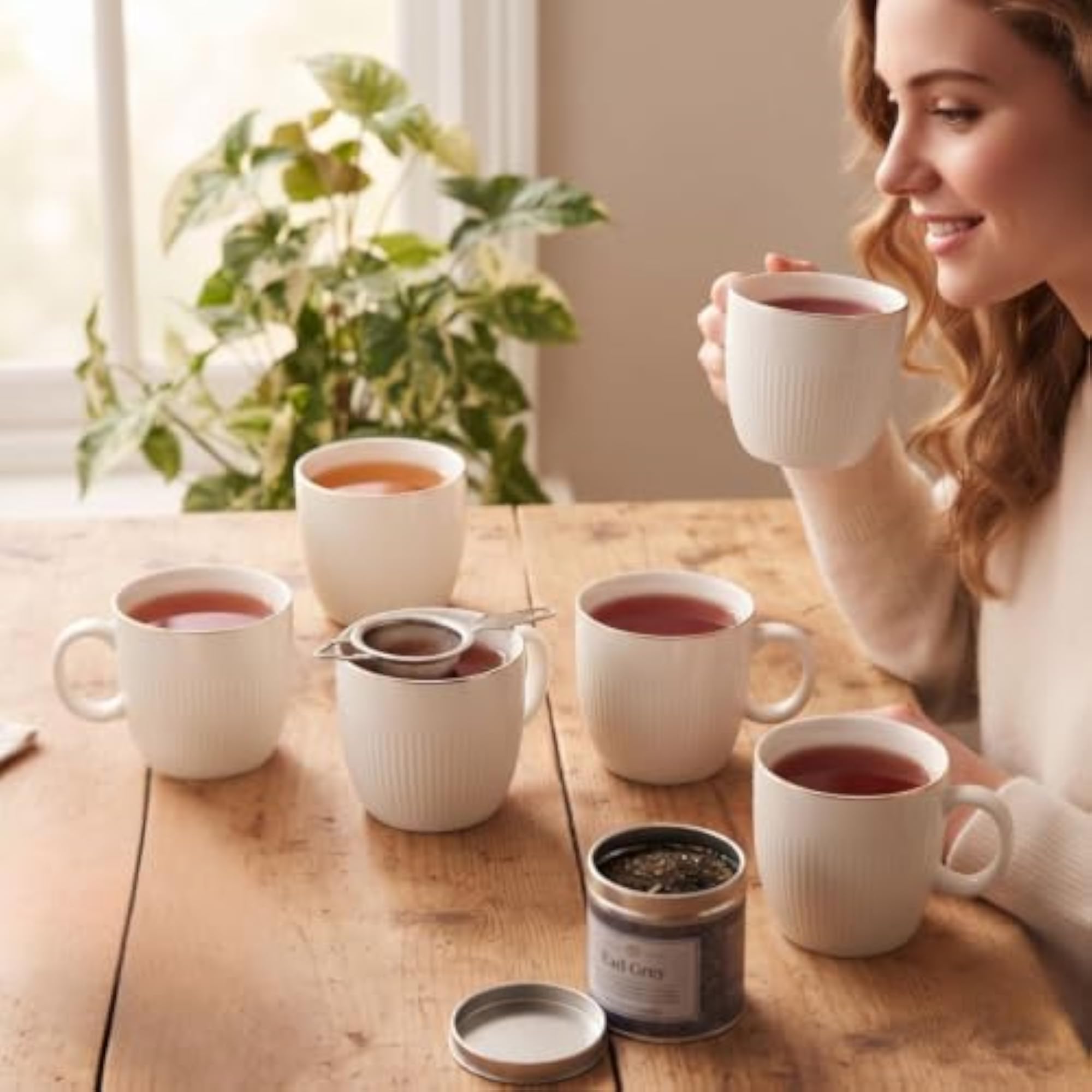 Impression Ceramic Gold Line Coffee Mugs Set of 6