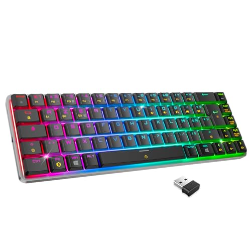 RF241 - Tastiera da gioco meccanica compatta senza fili ricaricabile FR(AZERTY), tripla modalità (2,4 GHz, Bluetooth, USB-C), 69 tasti MX Red, RGB, NKRO, compatibile con PC, Mac e - Tastiera gaming - Immagine 9