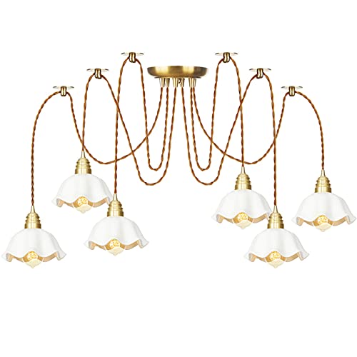 Lampes Suspendues Céramique Blanche HNVBDOPAE Lustre Laiton Îlot de Cuisine