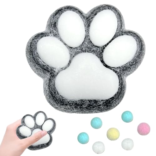 Mini Squishy Kawaii, 1 Pcs Fufu Squishy, Handmade Soft Squeeze Jouet Cat Paw Toys, Jouet Anti-Stress Squeeze, Récompense Fête, pour Filles Enfants et Adultes（Noir）