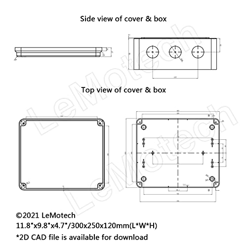 Lemotech Abs Plastic Dustproof Waterproof Ip65 Junction Box Universal Electrical Project Enclosure White 11.8 X 9.8 X 4.7 Inch (300 X 250 X 120 Mm) #TOP5