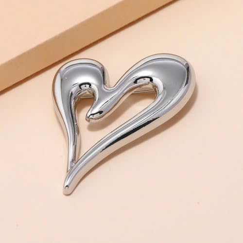 Image of Brooch Pins Heart Gold Lapel Hijab Cute Brooches for Women Fashion Jewelry Clothing Decoration Accessories