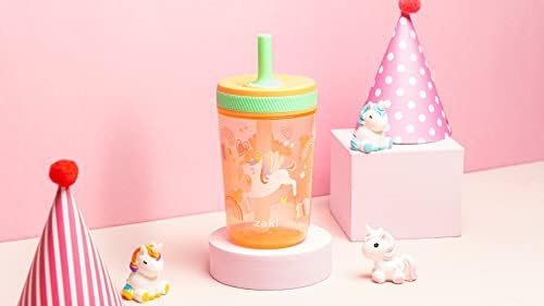 Zak Designs Kelso 15 oz Tumbler Set, (Unicorn) Non-BPA Leak-Proof Screw-On Lid with Straw Made of Durable Plastic and Silicone, Perfect Toddler Cup Bundle for Kids (2pc Set) — view 8