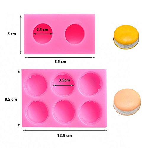 Set Of 2 3D Small Macaroon Silicone Soap Molds Round Macaron Chocolate Candy Fondant Mold Mini Soap Candle Clay Making Mold Cake Decorating Tool #TOP1