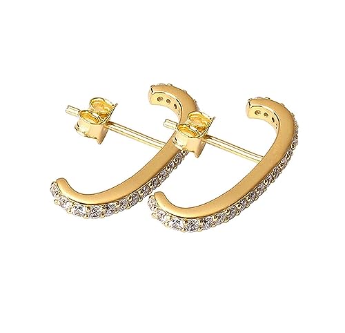 IMMUNOTRAX Wrap Earlobe Studs, Minimalist Suspender Ear Cuff Earrings for Women Wrap Earlobe Studs, 14k Gold Plated 925 Sterling Silver Post,Women's Clip On Earrings (Gold)