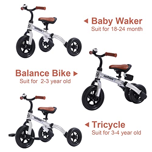 Image of YGJT 3 in 1 Tricycle for Toddlers Age 2-5 Years Old, Folding Kids Balance Bike with Adjustable Seat and Removable Pedal, Toddler Bike Ride-on Toys for Infant, Gifts for Baby Boys Girls Birthday