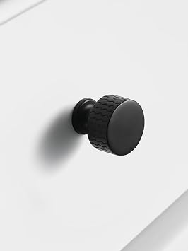 5 Pack Black Cabinet Knobs Knurled Round Dresser Knob Kitchen Cupboard Bathroom Dresser Cabinet Hardware Handles Zinc Alloy