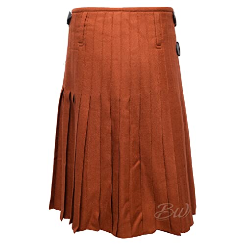 David Rox Saffron Gold 8 Yard Tartan Kilt with Flashes for Men Tartan Traditional Kilt