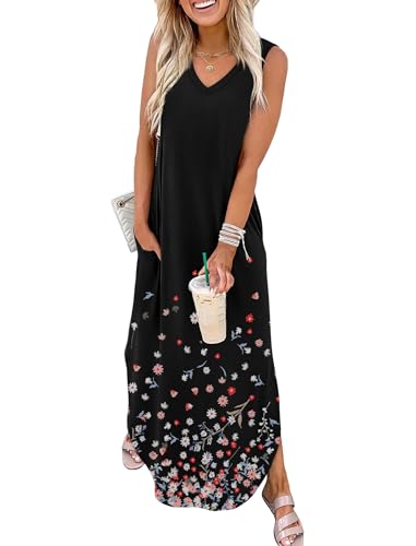 Image of Sampeel Summer Dresses Maxi Dress Vacation Beach Sundresses 2025 with Pockets