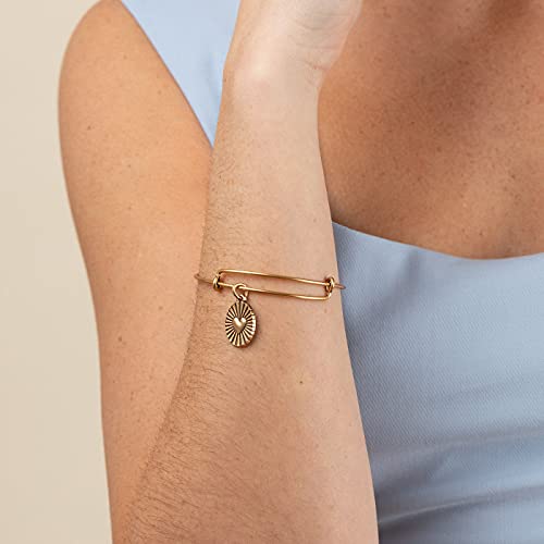 Alex And Ani Path Of Symbols Expandable Bangle For Women, Heart Embossed Charm, Rafaelian Gold Finish, 2 To 3.5 In #TOP3