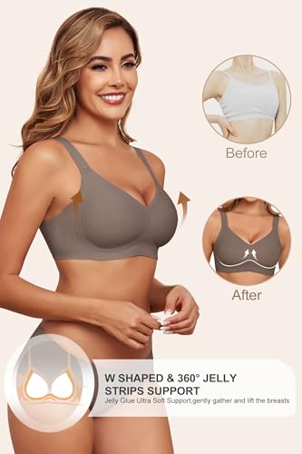 Image of HORISUN Wireless Bras for Women Soft Comfortable No Underwire T Shirt Bra Seamless Full Coverage Bras with Support