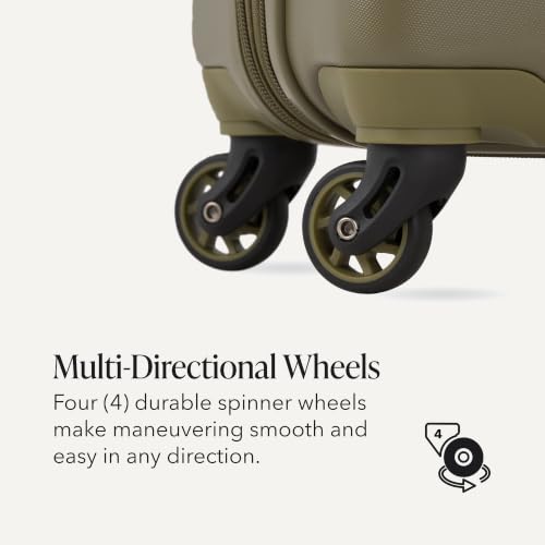 Image of SWISSGEAR Signature Hardside Expandable Carry-On Spinner Luggage, ABS Construction, TSA-Friendly Lock, and Built-In Cupholder, White, 19-Inch, Olive Branch, 2-Piece Set (19 /27), Signature Hardside