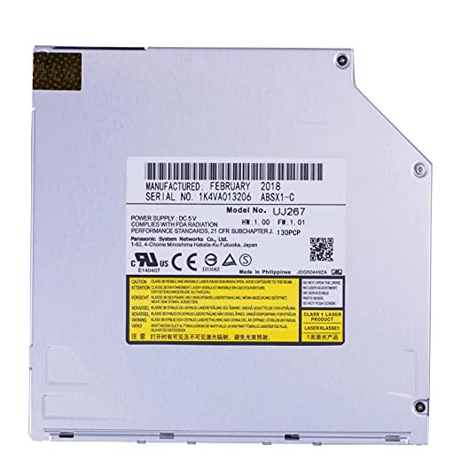 New Super Slim Panasonic UJ267 UJ-267 6X BD-R BD-RE DL TL BDXL 100GB Blu-ray Burner, 8X DVD+-R Writer CD-RW Laptop Internal 9.5mm SATA Slot-in Optical Drive