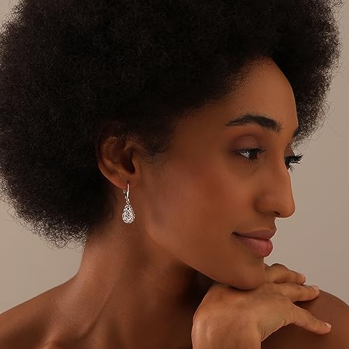 LeCalla Women's Drop & Dangle Earrings | 925 Sterling Silver Leverback Earrings | Lightweight Teardrop Lever Back Drop Dangle Earring for Women3