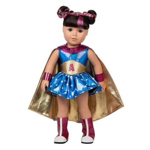 ADORA Amazon Exclusive Amazing Girls Collection, 18” Realistic Doll with Changeable Outfit and Movable Soft Body, Birthday Gift for Kids and Toddlers Ages 6+ - Super Hero Astrid