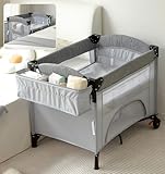 Kennkari ベビーサークル 折りたたみ プレイヤード サイド高さ調整可能 キャリーバッグ付 マット付 キャスター付き 多機能 出産祝 軽量 (A型3段調整(本体89cmの長さ)ライトグレー)