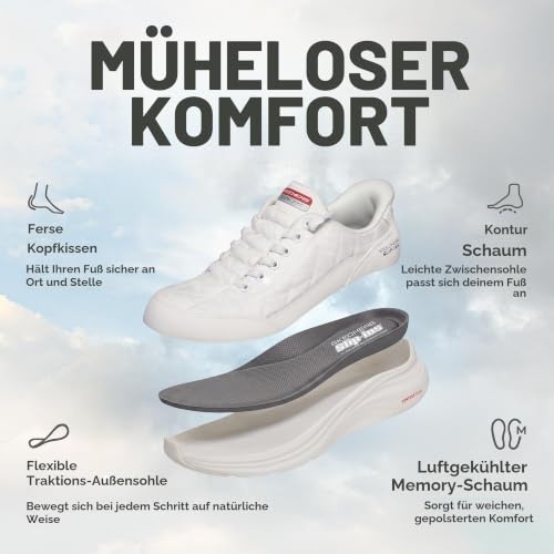 Skechers Damen Contour Foam In Motion Turnschuhe, White Mesh/Duraleather/Leather/Red Trim, 36 EU – Ansicht 4