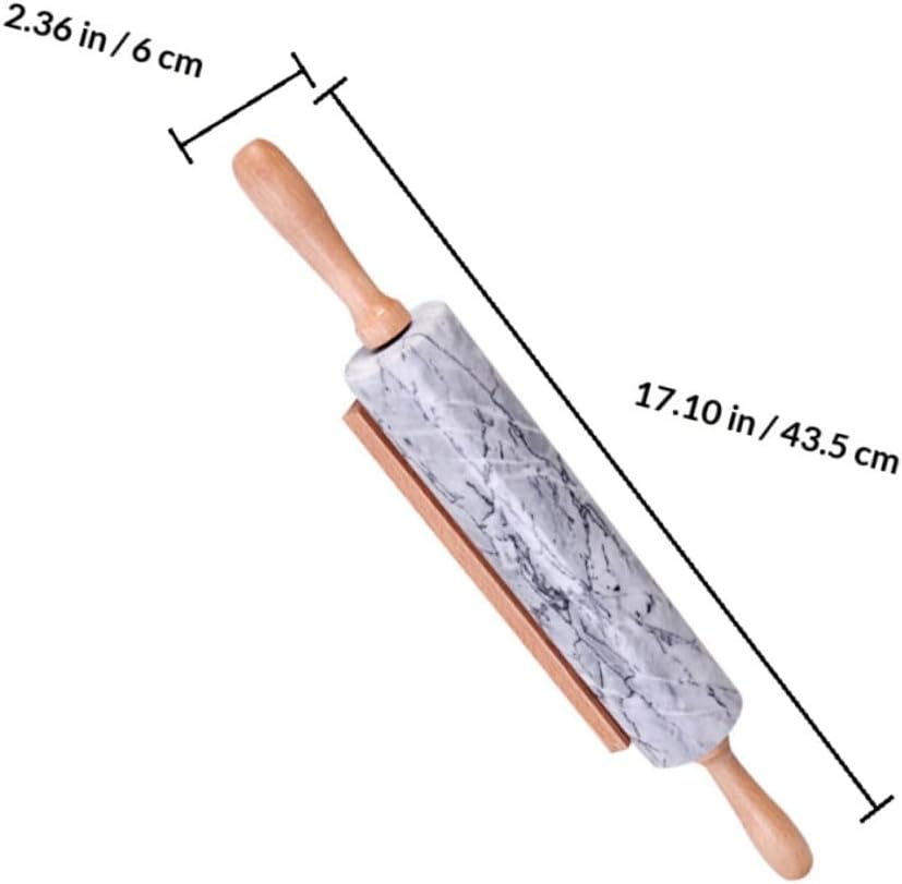 Marble Rolling Stick Wooden Handle Rolling Pin Non-stick Cloud Gray Dough Baking Roller for Kitchen Pastry and Cookie Preparation