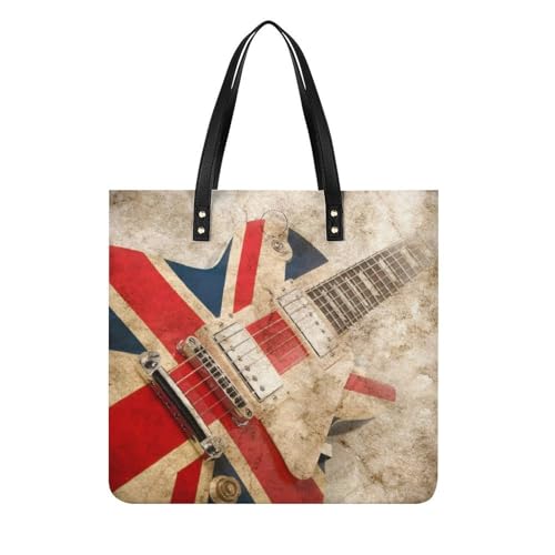 Sac cabas drapeau britannique avec fermeture grand sac à bandoulière guitare pour femme