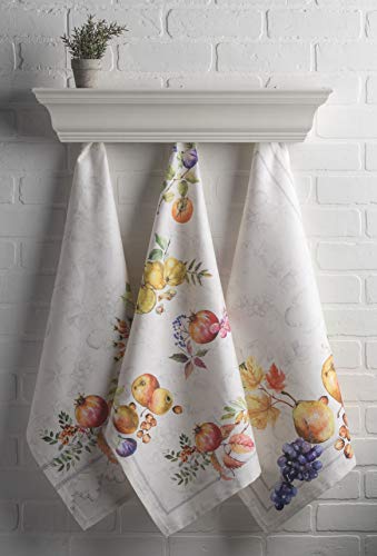 Maison D' Hermine 100% Cotton Kitchen Towel Fruit D'hiver Set Of 3 Super Soft Highly Absorbent Hotel Quality Quick Drying Cleaning Dishcloth Towels Thanksgiving/Christmas (20"X27.50") #TOP5