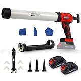 VISHIGH 2 in 1 Cordless Caulking Gun with 2 Batteries, for 10oz-20oz/300-600ml Cartridges and Sausage Packs, Anti-Dripping with LED Light